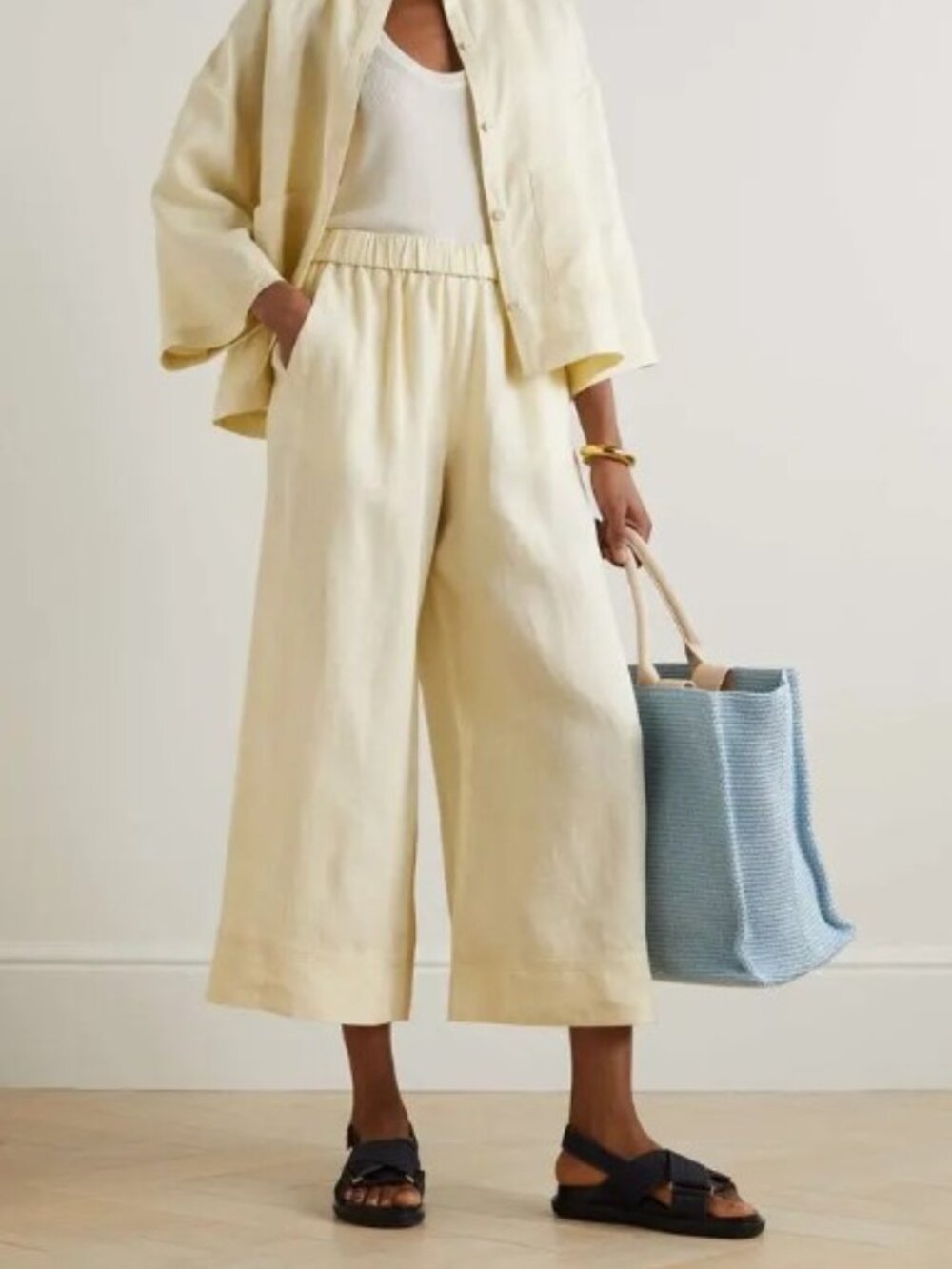 Max Mara Leisure Edmond Cropped Linen Wide-Leg Pant